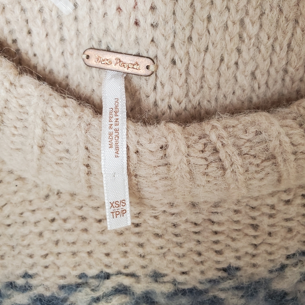Free People Oversized Alpaca Fair Isle Tunic Boho Sweater - Picture 4 of 8